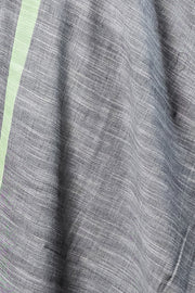 Grey Kolika Cotton Linen Dupatta with Multicolor Woven Border